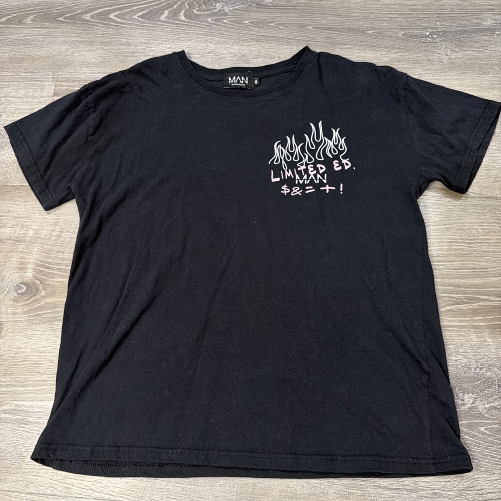 BoohooMAN Limited Edition Official Graphic T-Shirt Black Size M LA Flame